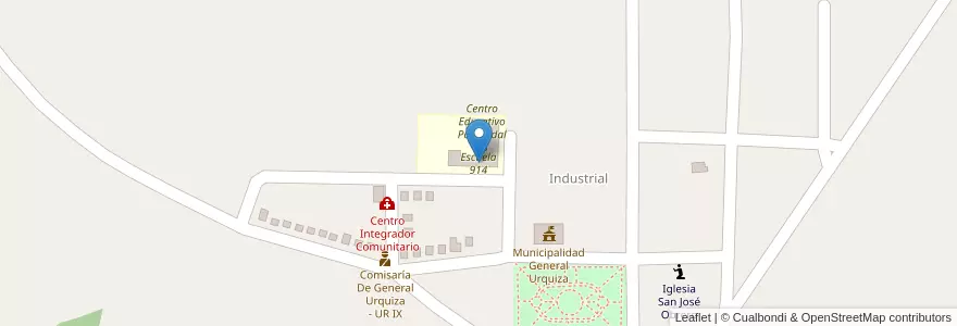 Mapa de ubicacion de Escuela 914 en Argentinië, Misiones, Departamento San Ignacio, Municipio De General Urquiza.