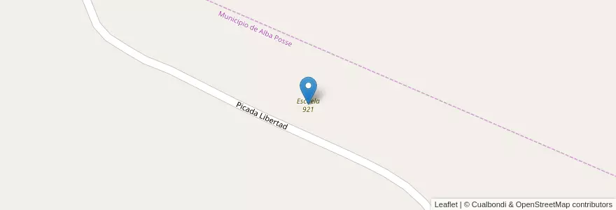 Mapa de ubicacion de Escuela 921 en Argentinien, Misiones, Departamento Veinticinco De Mayo, Municipio De Alba Posse.