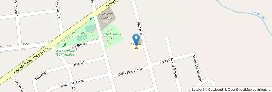 Mapa de ubicacion de Escuela 927 en アルゼンチン, ミシオネス州, Departamento Oberá.