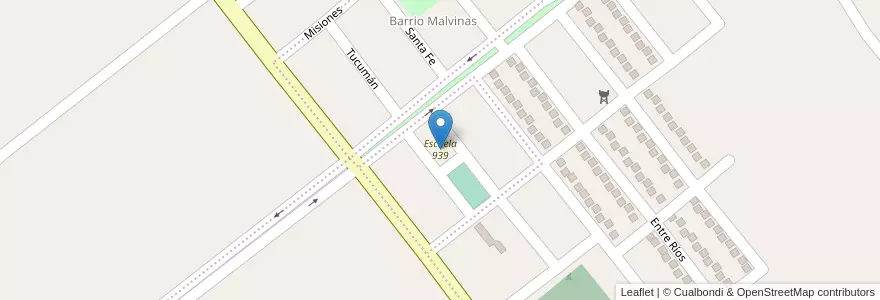 Mapa de ubicacion de Escuela 939 en Arjantin, Misiones, Departamento San Javier, Municipio De San Javier.