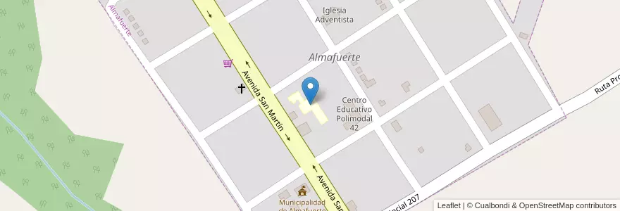 Mapa de ubicacion de Escuela 95 en الأرجنتين, Misiones, Departamento Leandro N. Alem, Municipio De Almafuerte, Almafuerte.