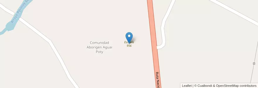 Mapa de ubicacion de Escuela 956 en Arjantin, Misiones, Departamento Eldorado, Municipio De Colonia Delicia.