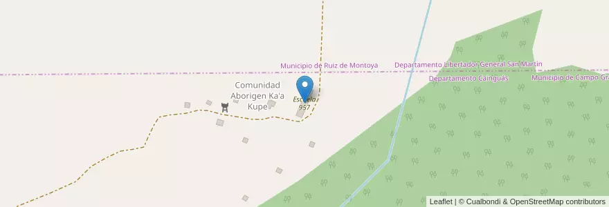 Mapa de ubicacion de Escuela 957 en Argentinië, Misiones, Departamento Cainguás, Municipio De Campo Grande.