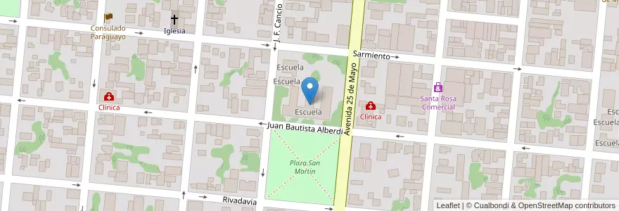 Mapa de ubicacion de Escuela en 阿根廷, Formosa, Departamento Pilcomayo, Municipio De Clorinda, Clorinda.