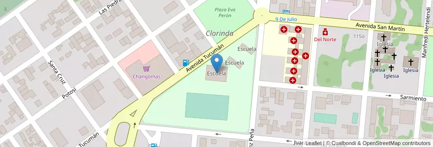 Mapa de ubicacion de Escuela en الأرجنتين, Formosa, Departamento Pilcomayo, Municipio De Clorinda, Clorinda.