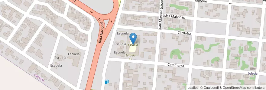 Mapa de ubicacion de Escuela en アルゼンチン, フォルモサ州, Departamento Pilcomayo, Municipio De Clorinda, Clorinda.