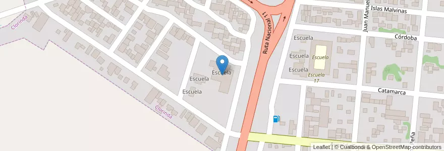 Mapa de ubicacion de Escuela en アルゼンチン, フォルモサ州, Departamento Pilcomayo, Clorinda.
