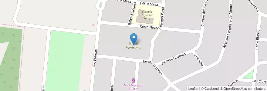 Mapa de ubicacion de Escuela Agrotecnica en Argentina, Chile, Neuquén, Departamento Aluminé, Límite Municipio De Aluminé, Aluminé.