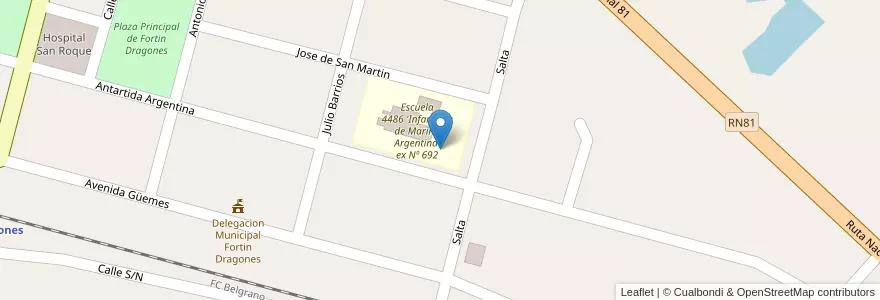 Mapa de ubicacion de ESCUELA AGROTECNICA ROBERTO ROMERO Nº 3154 EX N° 5019 en 아르헨티나, Salta, General San Martín, Municipio De Embarcación.
