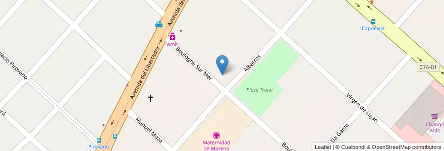 Mapa de ubicacion de Escuela Alas Argentinas en Arjantin, Buenos Aires, Partido De Moreno, Trujui.