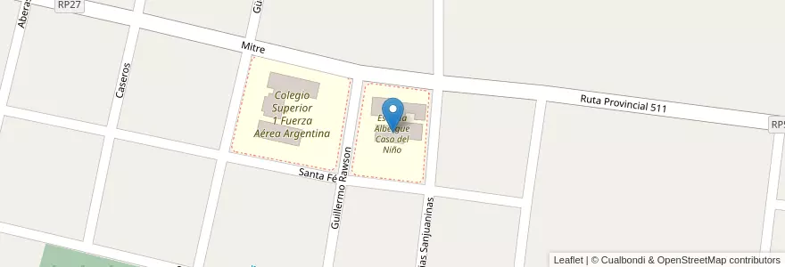 Mapa de ubicacion de Escuela Albergue Casa del Niño en アルゼンチン, サンフアン州, Valle Fértil.