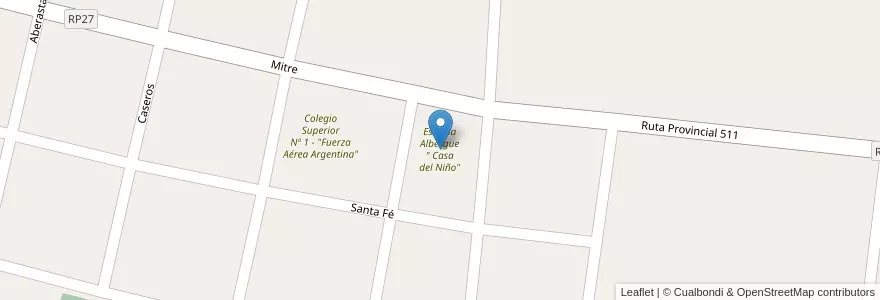Mapa de ubicacion de Escuela Albergue " Casa del Niño" en Arjantin, San Juan, Valle Fértil.