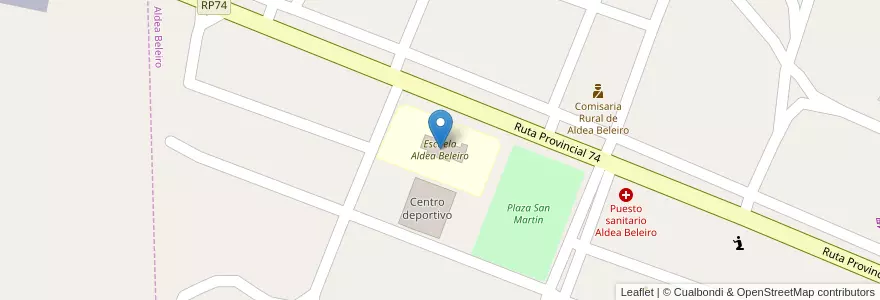 Mapa de ubicacion de Escuela Aldea Beleiro en الأرجنتين, تشيلي, شوبوت, Departamento Río Senguer.