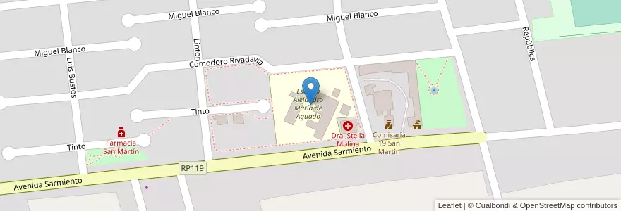 Mapa de ubicacion de Escuela Alejandro María de Aguado en Argentinien, San Juan, Chile, San Martín.