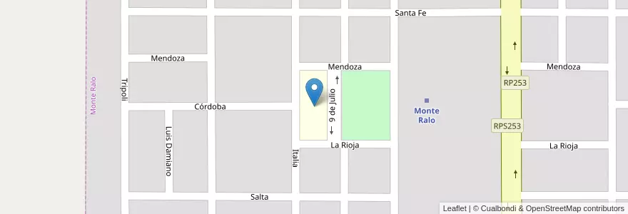 Mapa de ubicacion de Escuela "Antonio Dall' Armellina" en 阿根廷, Córdoba, Departamento Santa María, Comuna De Monte Ralo, Pedanía Cosme, Monte Ralo.