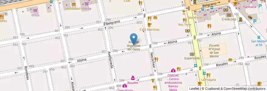 Mapa de ubicacion de Escuela Argentina del Oeste en Argentinië, Buenos Aires, Partido De La Matanza, Ramos Mejía.
