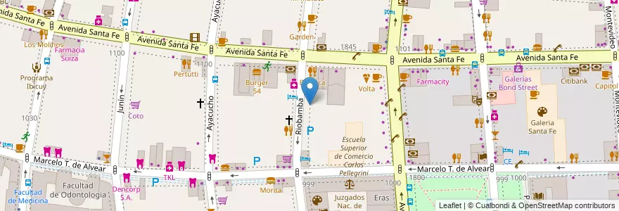 Mapa de ubicacion de Escuela Argentina Modelo, Recoleta en 아르헨티나, Ciudad Autónoma De Buenos Aires, Comuna 2, 부에노스아이레스.
