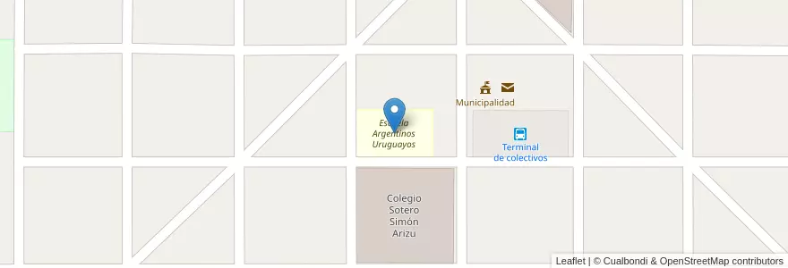 Mapa de ubicacion de Escuela Argentinos Uruguayos en 아르헨티나, 칠레, Mendoza, Departamento San Rafael, Distrito Villa Atuel.