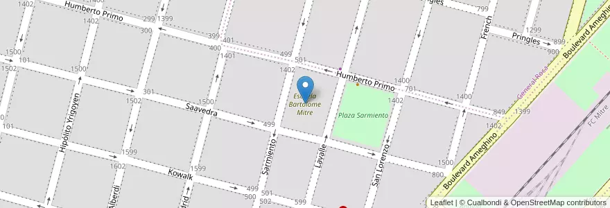 Mapa de ubicacion de Escuela Bartolome Mitre en Аргентина, Кордова, Departamento Río Cuarto, Pedanía Río Cuarto, Municipio De Río Cuarto, Río Cuarto.