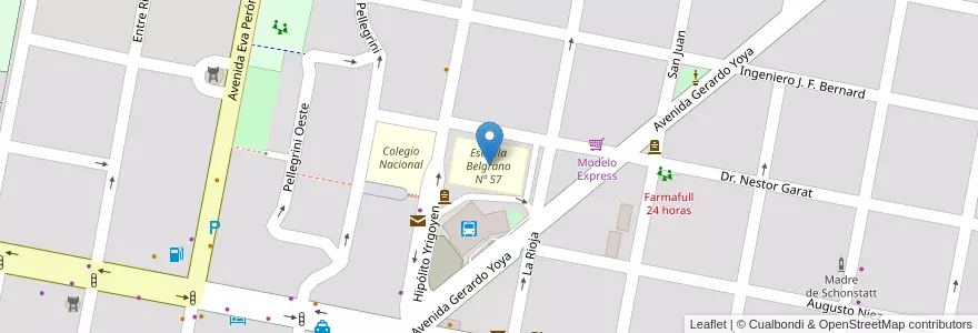 Mapa de ubicacion de Escuela Belgrano Nº 57 en Arjantin, Entre Ríos, Departamento Concordia, Distrito Suburbios, Concordia, Concordia.