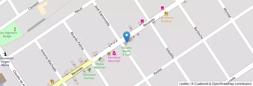 Mapa de ubicacion de Escuela Beom E Guil en Argentinië, Buenos Aires, Partido De Lomas De Zamora, Ingeniero Budge.