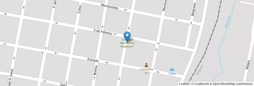 Mapa de ubicacion de Escuela "Bernardino Rivadavia" en الأرجنتين, إنتري ريوس, Departamento Concordia, Distrito Suburbios, Concordia, Concordia.