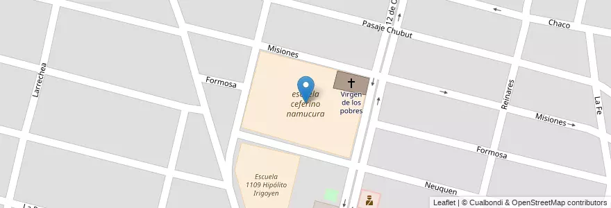 Mapa de ubicacion de escuela ceferino namucura en الأرجنتين, سانتا في, إدارة العاصمة, سانتا في العاصمة, سانتا في.