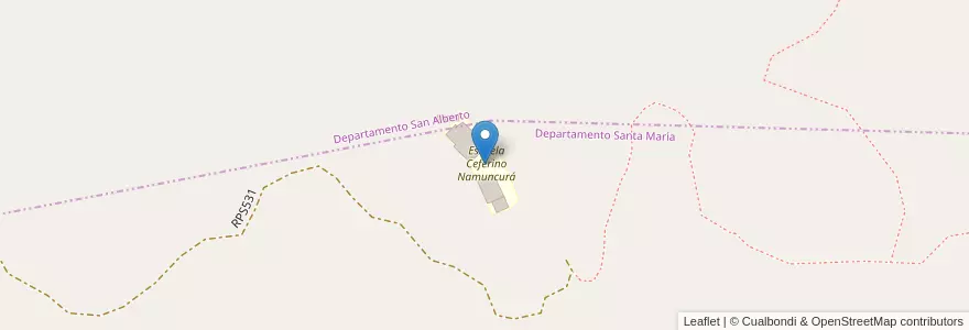 Mapa de ubicacion de Escuela Ceferino Namuncurá en Arjantin, Córdoba, Departamento Santa María, Pedanía Potrero De Garay.