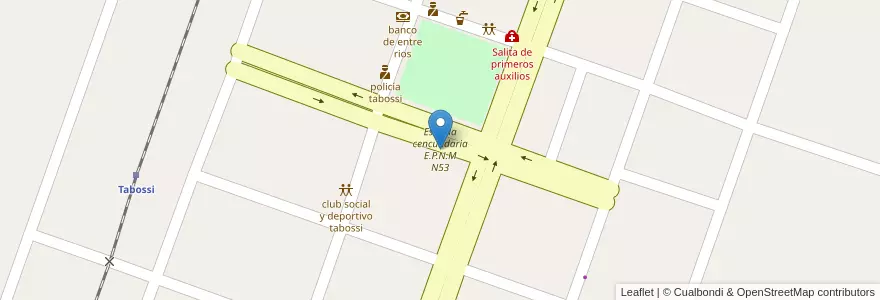 Mapa de ubicacion de Escuela cencundaria E.P.N.M N53 en 阿根廷, 恩特雷里奥斯省, Departamento Paraná, Distrito María Grande Primera, Tabossi.