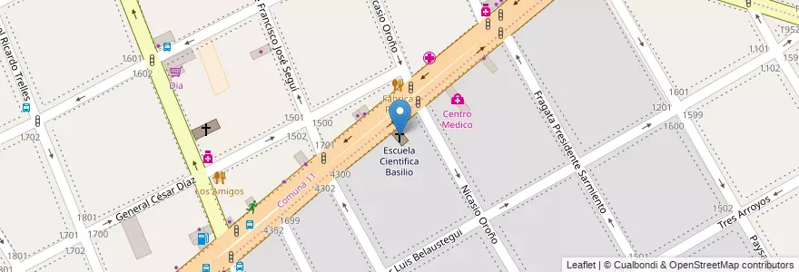 Mapa de ubicacion de Escuela Cientifica Basilio, Caballito en 阿根廷, Ciudad Autónoma De Buenos Aires, 布宜诺斯艾利斯.