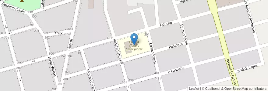 Mapa de ubicacion de Escuela Claudio Cesar Juarez en الأرجنتين, Córdoba, Departamento San Justo, Municipio Arroyito, Pedanía Arroyito, Arroyito.