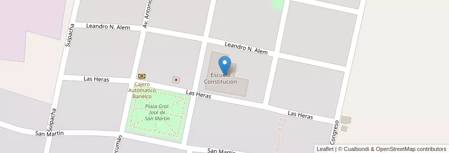 Mapa de ubicacion de Escuela Constitución en Argentine, Tucumán, Departamento Chicligasta, Municipio De Trinidad, La Trinidad.