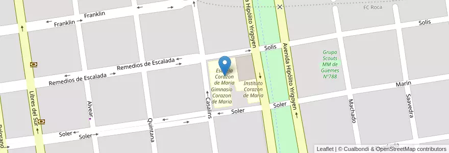 Mapa de ubicacion de Escuela Corazon de Maria en Arjantin, Buenos Aires, Partido De Chascomús, Chascomús.