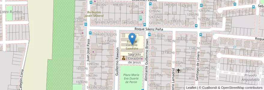 Mapa de ubicacion de Escuela Cornelio Saavedra en Argentinien, San Juan, Chile, Rivadavia.
