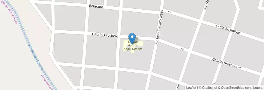 Mapa de ubicacion de Escuela Coronel Agustin Angel Olmedo en Argentina, Córdova, Departamento San Javier, Pedanía Dolores, Municipio De Villa Dolores.