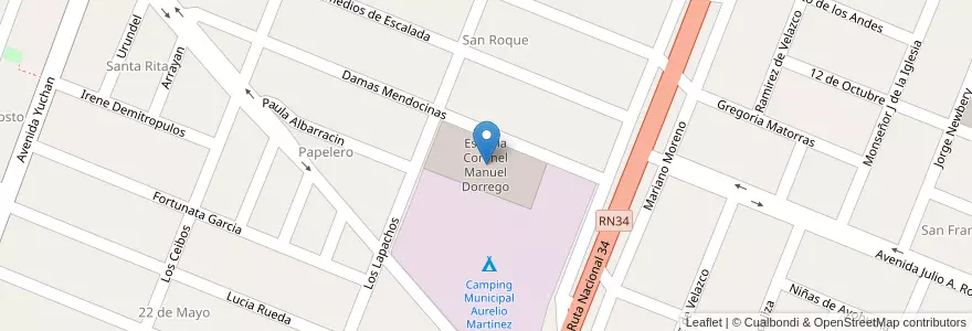 Mapa de ubicacion de Escuela Coronel Manuel Dorrego en 阿根廷, Jujuy, Departamento Ledesma, Municipio De Libertador General San Martín, Libertador General San Martín.