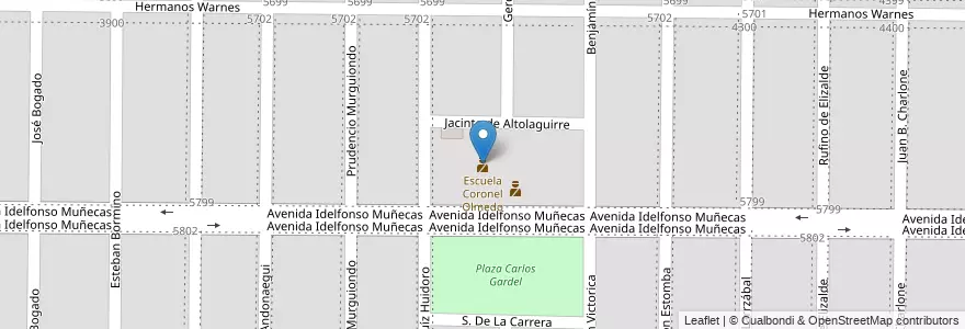 Mapa de ubicacion de Escuela Coronel Olmedo en Аргентина, Кордова, Departamento Capital, Pedanía Capital, Córdoba, Municipio De Córdoba.