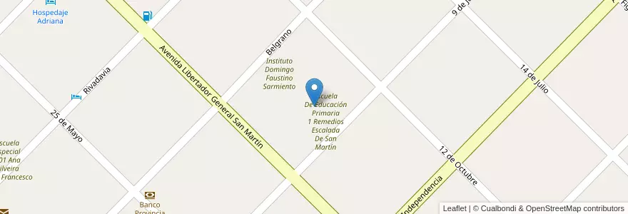 Mapa de ubicacion de Escuela De Adultos 701 Francisco P. Moreno en 阿根廷, 布宜诺斯艾利斯省, Partido De San Cayetano, San Cayetano.