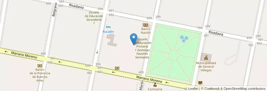 Mapa de ubicacion de Escuela De Adultos 701 Martín Miguel De Güemes en Arjantin, Buenos Aires, Partido De General Villegas.
