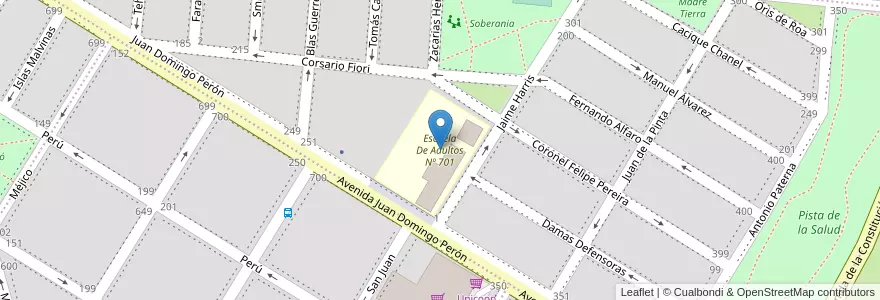Mapa de ubicacion de Escuela De Adultos Nº 701 en الأرجنتين, بوينس آيرس, Partido De Patagones, Carmen De Patagones.