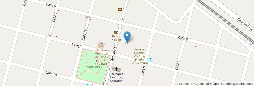 Mapa de ubicacion de Escuela De Adultos Nº705 Patricias Argentinas en アルゼンチン, ブエノスアイレス州, Partido De Zárate.