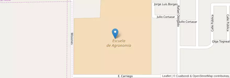 Mapa de ubicacion de Escuela de Agronomía en Argentina, Córdoba, Departamento Río Segundo, Pedanía Calchín.