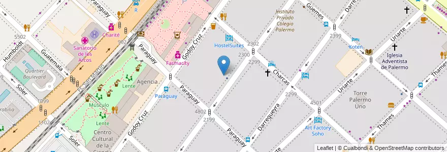 Mapa de ubicacion de Escuela de Aikido Kurata Dojo, Palermo en 아르헨티나, Ciudad Autónoma De Buenos Aires, 부에노스아이레스, Comuna 14.