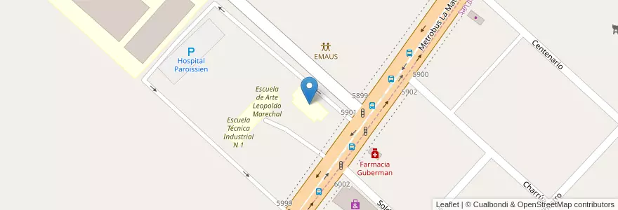 Mapa de ubicacion de Escuela de Arte Leopoldo Marechal en Argentina, Buenos Aires, Partido De La Matanza, San Justo.