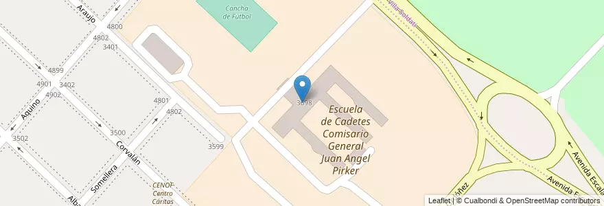 Mapa de ubicacion de Escuela de Cadetes Comisario General Juan Angel Pirker, Villa Lugano en Аргентина, Буэнос-Айрес, Буэнос-Айрес, Comuna 8.