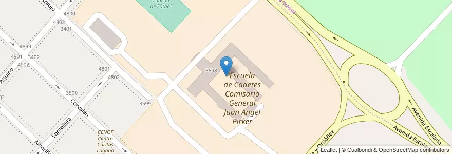 Mapa de ubicacion de Escuela de Cadetes de Policía Comisario General Juan Ángel Pirker, Villa Lugano en Argentinië, Ciudad Autónoma De Buenos Aires, Buenos Aires, Comuna 8.