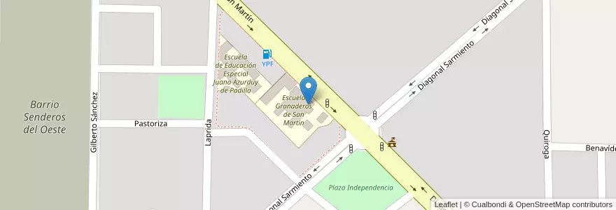 Mapa de ubicacion de Escuela de Capacitación Laboral Jorge Humberto Yacante en آرژانتین, San Juan, شیلی, 9 De Julio.