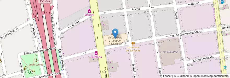 Mapa de ubicacion de Escuela de Comercio 01 Joaquín V. González, Barracas en アルゼンチン, Ciudad Autónoma De Buenos Aires, Comuna 4, ブエノスアイレス.