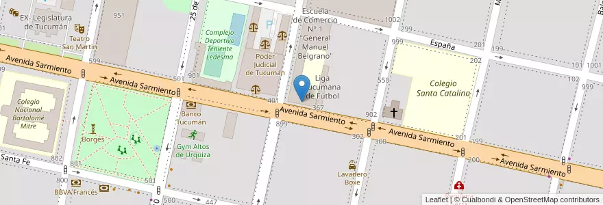 Mapa de ubicacion de Escuela de Comercio 1 "General Manuel Belgrano" en 阿根廷, Tucumán, San Miguel De Tucumán, Departamento Capital, San Miguel De Tucumán.