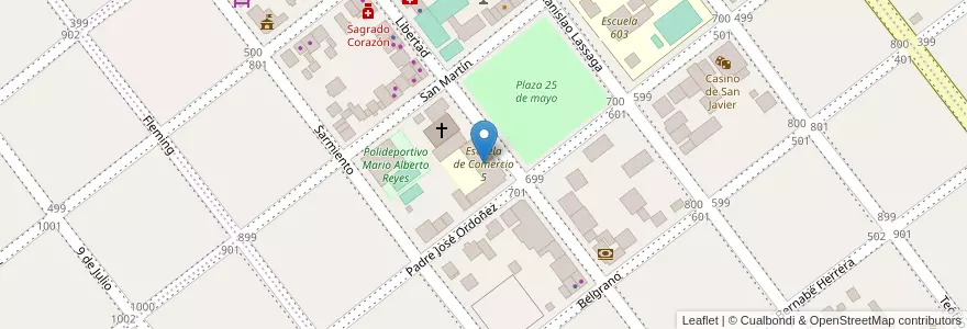 Mapa de ubicacion de Escuela de Comercio 5 en Аргентина, Misiones, Departamento San Javier, Municipio De San Javier.